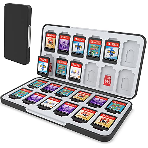 HEIYING Game Card Aufbewahrungsbox für Switch Game Card, Tragbare Schutzhülle Switch OLED Game Memory Card Storage mit 24 Game Card Slots und 24 Micro SD Card Slots.