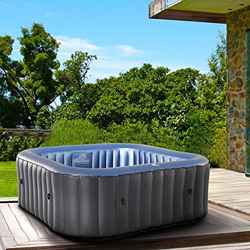 Whirlpool aufblasbar BRAST® MSpa Tekapo für 6 Personen 185x185cm In-Outdoor Pool 132 Massagedüsen Energiespar-Timer Heizung Aufblasfunktion per Knopfdruck Bubble Spa Wellness Massage