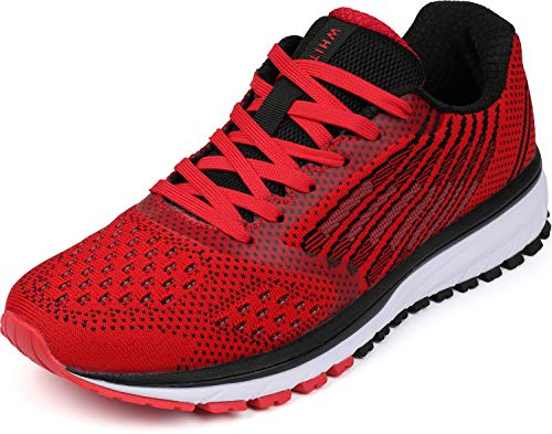 WHITIN Herren Sneakers Damen Turnschuhe Laufschuhe Joggingschuhe Männer Walkingschuhe Jungen rutschfest Sportschuhe Gymnastikschuhe Schnür Fitness Schuhe Rot Größe 40