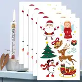 TINDIN Kerzentattoos Weihnachtsdeko 5PC Wasserschiebefolie Wassertransferdruck Folie Christmas Decorations Kerzen Dekorieren Kerzensticker Weihnachts Sticker Kerzen Weihnachten für Feiertage