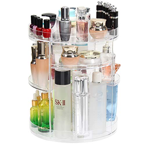 Dawoo Acryl Make Up Organizer, Um 360 Grad Drehbare Verstellbare Kosmetikvitrine Mit 8 Schichten Und Großer Kapazität, Passend Für Schmuck, Make-Up-Pinsel, Lippenstifte Und Mehr (Transparent)