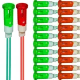 Gebildet 20Stück LED Kontrollleuchte 10mm Energiesparende LED-Kontrollleuchte Spannung 230VAC Strom Quadratisch Montagelochgröße 10mm (Rot und Grün)