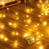 Ollny 5M LED Lichterkette Batterie, 50er LED Lichterkette innen Kupferdraht IP44 wasserdicht, led lichterkette mit batterie für DIY Schlafzimmer Party Garten Hochzeit Deko (warmweiß)