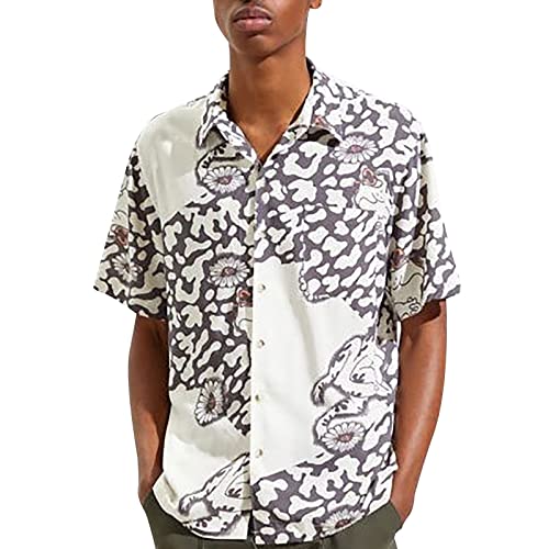 Hehiy Leinenhemd Herren Kurzarm, Leichtes Sommerhemd Freizeithemd für Strand, Sommer Shirt mit Stehkragen Knöpfen Schwarze Hemd Herren Herren Hemd Schwarz Baumwolle