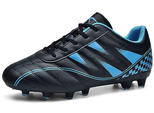 ASHION Fußballschuh Kinder Fussballschuhe Footballschuhe Outdoor Athletic Soccer Schuhe Z01,C Schwarz Blau,34 EU