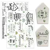 Hongma Rub On Sticker 19x14cm-Großformat Familie Eukalyptusblätter Transfers 2PCS Sprüche für Raysin für Keraflott Möbel Glas Holz DIY Deko Rub On Folie Rubons Aufkleber