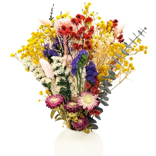 CAwished 32 Stück Trockenblumenstrauß Naturliche Trockenblumen Deko Tischboho Naturliche Blumen aus echten Blumen für Wohnzimmerdeko Hochzeitsarrangement