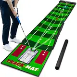 SAPLIZE Golf-Putting-Matte, sichtbare Ballspuren, mit Putting-Ausrichtungsspiegel, 20 Zoll x 10 Fuß Putting-Matte für drinnen, Putting-Green-Praxis-Trainingshilfe für das Home Office