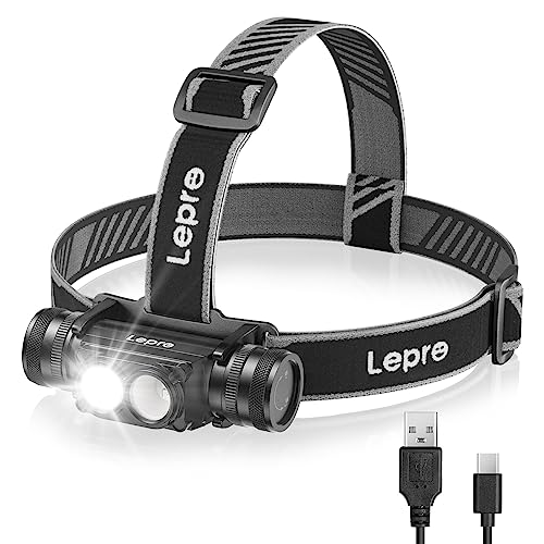 Lepro Kopflampe Stirnlampe Aufladbar, IP65 Superhell 1000 Lumen Abnehmbarer Led Stirnlampe, Kopfleuchte mit Rotlicht, 6 Beleuchtungsmodi für Camping, Sport, Angeln, Handwerk [inkl. USB C-Kabel]