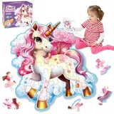 Einhorn Geschenke für Mädchen Puzzle ab 3 4 5 Jahre Schimmerndes 45 Teile Einhorn Puzzle ab 3 Jahren Großes Puzzle Spielzeug Pädagogisches Lernspielzeug Geschenk für Mädchen im Alter von 3-8 Jahren