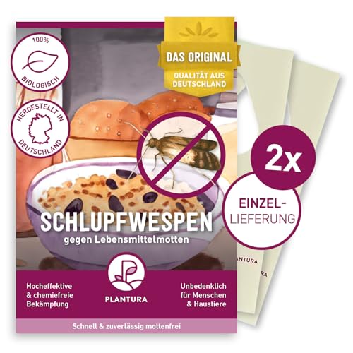 Plantura Schlupfwespen gegen Lebensmittelmotten, 2 Karten à 1 Lieferung, Einzellieferung als Ergänzung