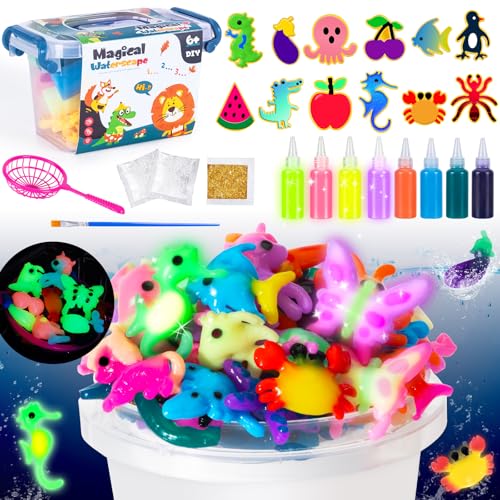 Dunkel leuchtendes magisches Wassergel Magische Elfen Kit mit 12 Kreaturen Wasserperlen Sensory Squishy Spielzeug für 3+ Mädchen Jungen 3D Aqua Park Set Lernspielzeug für Kinder Geburtstag Geschenk