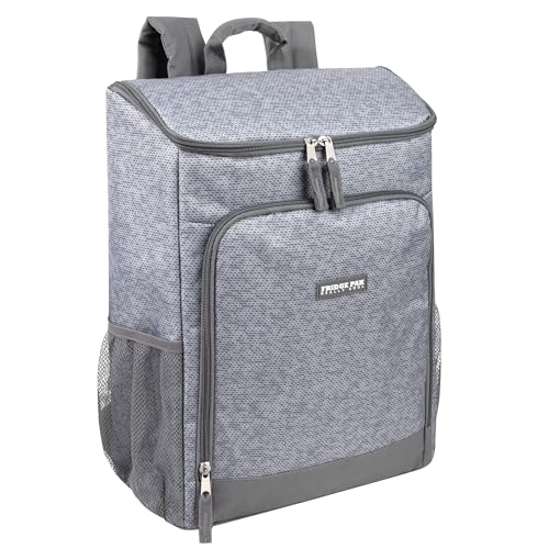 Isolierter Kühlrucksack mit Getränkehaltern, Tasche, weiche Seiten, isoliert, auslaufsicher, 30 Dosen, Reise-Kühltasche für Lebensmittel, Camping, Strand (Heather Grey)