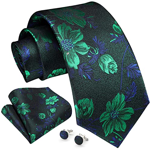 Enlision Krawatten-Set für Herren, Blumen-Krawatten und Einstecktuch, Manschettenknöpfe, Paisley-Gewebe-Krawatten-Taschentuch für Hochzeitsgeschäft, formal