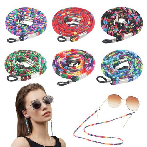 WYTNB 6 Stück Rutschfeste Brillenkette, Brille Brillenhalter Halter, Brillenhalter Strap für Lesesport, Rutschfeste Soft Sport Brillenschnur, Flexible Brillenhalter Strap für Myopia Sportbrille