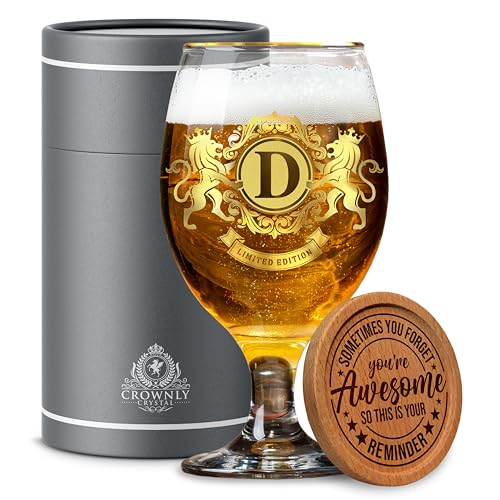 CROWNLY CRYSTAL® Personalisierte Geschenke Männer Bierglas Mit Gravur Vater Geschenk Mann Liebesgeschenke für Männer Alkohol Geschenke für Papa Witzige Geschenke für Männer (D)