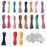 120pcs Lederband Set, Lederband für Ketten, Bunten Lederband für Ketten, können mit Schmuckherstellung Armbändern Halskettenherstellung Buchungsbindung Nähkunst und Handwerk Flechten Perlen