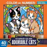 Adorable Cats Stained Glass Color by Number: 40 Heartwarming Feline Portraits