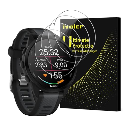 ivoler 4 Stück Schutzglas Schutzfolie für Garmin Forerunner 165/165 Music, 9H Härte Schutz Glas, HD Klar Displayschutzfolie, Anti-Kratz Folie, Anti-Bläschen