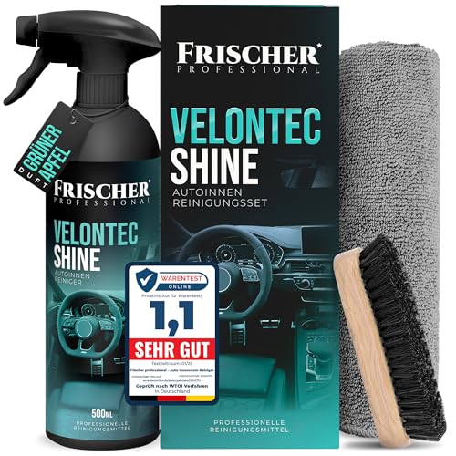 FRISCHER PROFESSIONAL Auto Innenraum Reiniger Set 500ml - Cockpitpflege für die Innen Reinigung von Kunststoff, Polster, Leder & Armaturen - Autopflege mit Microfaser & Bürste - Cockpit Reiniger