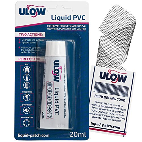 Ulow Flüssiges PVC - Reparaturset für Schlauchboote Sup Flickzeug für Pool Whirlpool Spa kleber und Flicken Luftmatratzen Wasserbett Luftbett Airtrack Wathose funktioniert auf Allen PVC Materialien