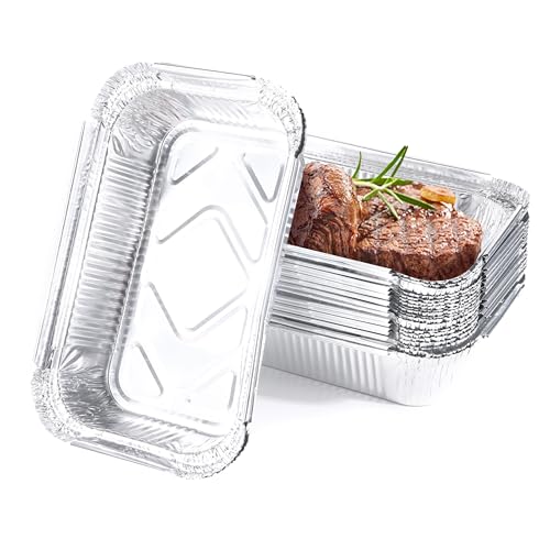 TYSM-CC 25 Stück Aluschalen-AluTropfschalen, Grillschale Alu,Einweg Schalen aus Aluminiumfolie17 x 11 x 4 cm, 410 ml für Backen, Braten, Kochen