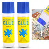 Puzzlekleber Klar, Puzzle-Kleber Transparent mit Easy-On Applikator Kopf, Schnell Trocknend 2er Pack Ungiftiger Puzzle-Kleber für 1000/1500/3000 Teile - 120 ml X2 Flasche