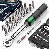 ss shovan 21TLG Drehmomentschlüssel Fahrrad, 1/4 Zoll 2-24 Nm Torque Wrench Set, 72 Zähne Umschaltknarre, ± 3% Fehlergenauigkeit, Ratschenkasten inklusive 3/8" Adapter, Phillips Hex und Torx Bits