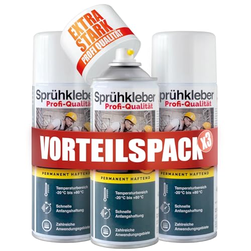 EVERGLUE Sprühkleber mit variablem Sprühkopf Ventil 400ml Aerosol (3x Sprühkleber mit variablem Sprühkopf)…