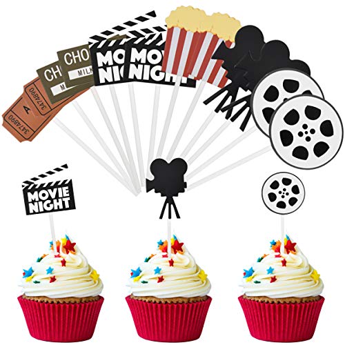 Filmabend Cake Topper Geburtstag 12 Stk Happy Birthday Tortendeko Kuchen Topper Tortenaufsatz Kuchendeckel für Kino Film Thema Party Baby Shower Party Dekorationen Lieferungen Hochzeits Abschlussfeier