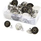 Zcbzbn20 StüCk Ersatz-Denim-KnöPfe, Trim Shop Jeans-KnöPfe, 17mm Verstellbare Metall-Denim-Knopfstifte Mit Schraubendreher FüR Denim-RöCke, Jacken Und Andere Kleidung Reparaturen