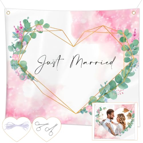 Faburo Hochzeitsherz zum Ausschneiden (200 * 180 cm) für Hochzeitsspiele, Hochzeit Standesamt Deko, Hochzeitslaken zum Ausschneiden mit 2 Scheren und 6 m Seil, Herz zum Ausschneiden Hochzeit