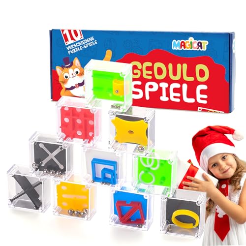 Magicat Premium Geduldspiele Set I 10 Knobelspiele I Ideal als Mitgebsel Kindergeburtstag, Adventskalender 2024 zum Befüllen, Nikolaus Geschenke, Kleine