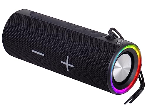 Trevi XR 8A35 Verstärkter tragbarer Lautsprecher 20 W mit Bluetooth, TWS-Funktion, USB, Micro SD, AUX-IN, wasserdicht IPX4, wiederaufladbarer Akku über USB Type-C, Schwarz