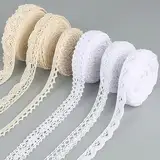 6 Rollen Spitzenband Weiß Beige Vintage Deko Geschenkband Schleifenband Hochzeit Baumwolle Dekoband Zierband Spitzenstoff Spitzenborte für Nähen DIY Handwerk Hochzeit Geschenkbox Weihnachtsdekoration