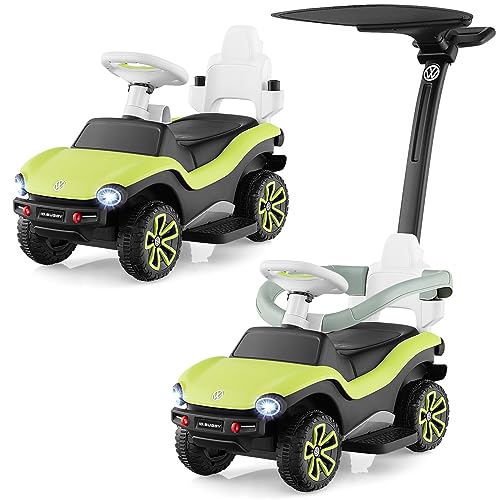 GOPLUS 3 in 1 VW autorisierte Schiebeauto, Rutschfahrzeug mit abnehmbarem Schiebgriff, Schutzbügel, verstecktem Stauraum, Hupe, Musik & Licht, Kinderauto für Kinder von 1 bis 3 Jahren