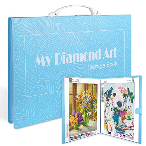 IGUGI 5D Diamond Painting Bilderalbum,Diamond Painting Bilder Album,A3 Diamond Painting Mappe mit Griff,mit 30 Klarsichthüllen fasst 60 Blatt,DIY Diamond Painting Sammelordner