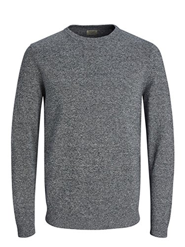 JACK & JONES Dünner Langarm Strickpullover Rundhals Basic Sweater Shirt Jumper JJEBASIC, Größe Pullover:L,Farben:Navy