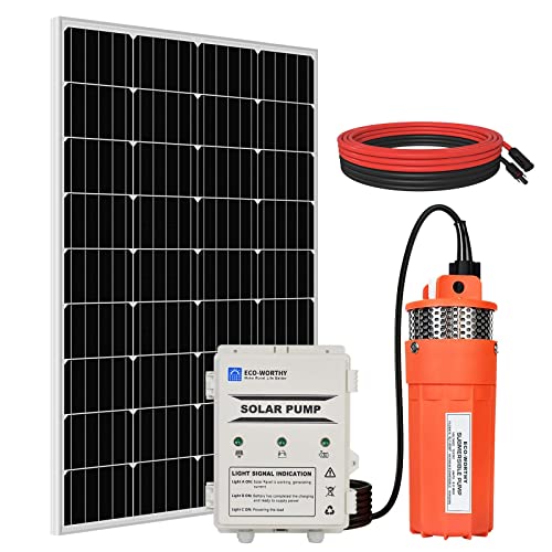 Solare Wasserpumpen Kit, Solar Tauchpumpen mit Akku, 120W Solarpanel mit 10Ah 12V Lithium batterie Box kit, 12V DC Tiefbrunnenpumpe, 1500L per day,100ft/30m