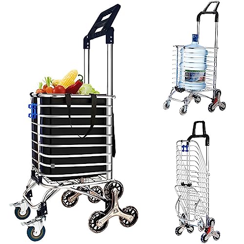 Treppensteigwagen, 8 Räder, faltbarer Einkaufstrolley mit 360° drehbarem Griff, 51 kg Tragkraft, Mehrzweck, für Lager und Einkaufen