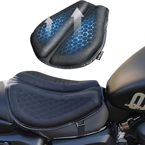 AriKroii Gel Sitzkissen Motorrad Universal 3D mit Struktur von Bienennest, Gelkissen Motorrad Klappbar Antirutschschutz, Atmungsaktiv und Schlagdämpfung Bequem für Lange
