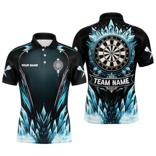 Blaues Ice Dartboard Personalisiertes Darts Polo & Quarter-Zip Shirt – Cooles Darts Shirt für Herren & Damen – Dart Trikots L1241