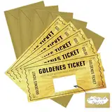 WenmthG 5 STK Goldenes Ticket Gutschein mit Umschlag, Geschenke für Frauen, Gutschein zum selber ausfüllen - Kinogutschein, Reisegutschein - Geburtstagskarte, Geburtstagsgeschenk