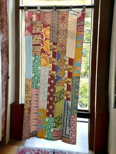 Vintage Indische Baumwolle Sari Saree Patchwork mehrfarbig Boho Vorhang Kantha Arbeit