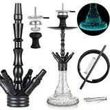 REANICE 24" Hookah Shisha Set Wasserpfeife Komplettset mit 1 Anschlüssen Kopfadapter Silikonschlauch Aluminiumstange (Schwarz)…