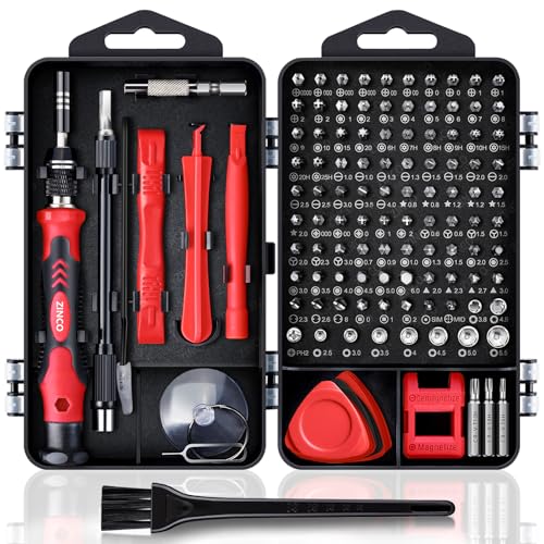 ZINCO Feinmechaniker Werkzeug Set Mini Schraubenzieher - 124 in 1 Handy Reparatur Schraubendreher Mit 101 Bits für PC Computer Laptop PS iPhone Uhr Macbook Spielzeug Xbox Brille Kamera (Red)