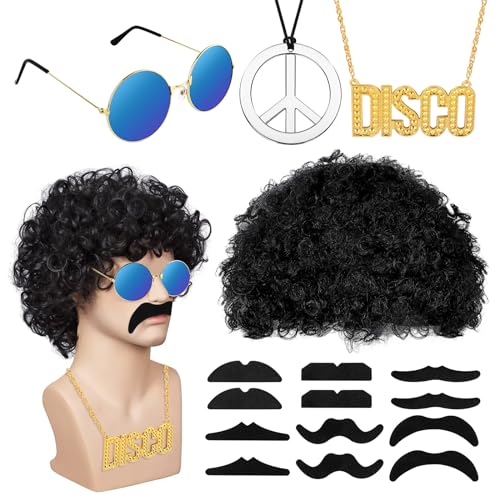 Hippie Kostüm Set 16tgl, Retro Hippie Accessoires, 70er 80er Mode Thema Party, Geeignet Für Cosplay, Halloween, Kostümfeste Usw