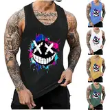 KOG Tank Top Herren Sport Tanktop Sommer Unterhemd Ärmelloses Shirt Tie-Dye Muster Tee Baumwolle Sportshirt Prime Männer T-Shirt Bequemes Arbeitsshirt Mode Tops Gutschein Schwarz XXL