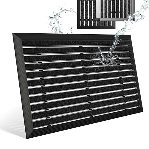 Fußmatte Außen Mit Aluminiumrahmen Schwarz, 50x80 cm - Türmatte Für Außenbereich, Fußabtreter, Schuhabstreifer Mit Polypropylen-Fasern - Outdoor Wetterfest
