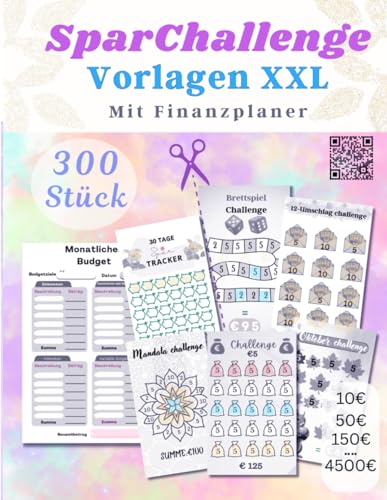 XXL spar challenge vorlagen mit finanzplaner: 300 Stück Passend für Zipper Umschläge A6 zum Ausschneiden I Cash Stuffing Zubehör für deine Geldspar Challenge deutsch